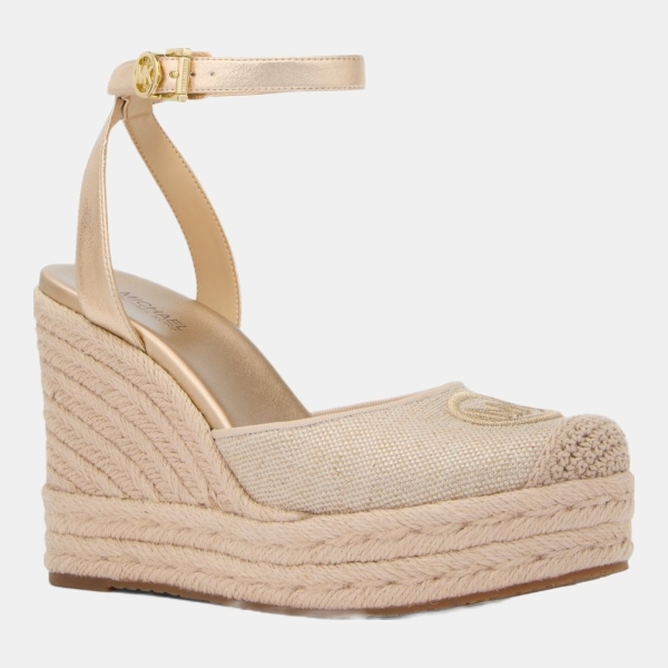 Michael Kors Outlet Larissa Metallic Canvas Espadrille Wedge