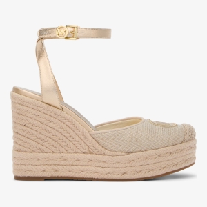 Michael Kors Outlet Larissa Metallic Canvas Espadrille Wedge - Image 3
