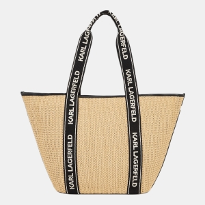 Karl Lagerfeld Logo woven beach tote bag