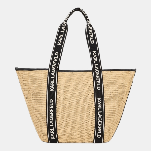 Karl Lagerfeld Logo woven beach tote bag