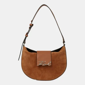 Karl Lagerfeld K/Signature suede moon bag
