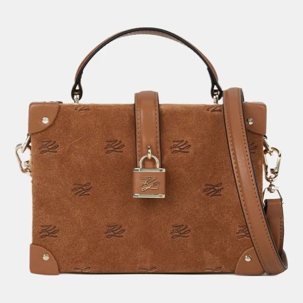 Karl Lagerfeld K/Autograph padlock suede trunk bag