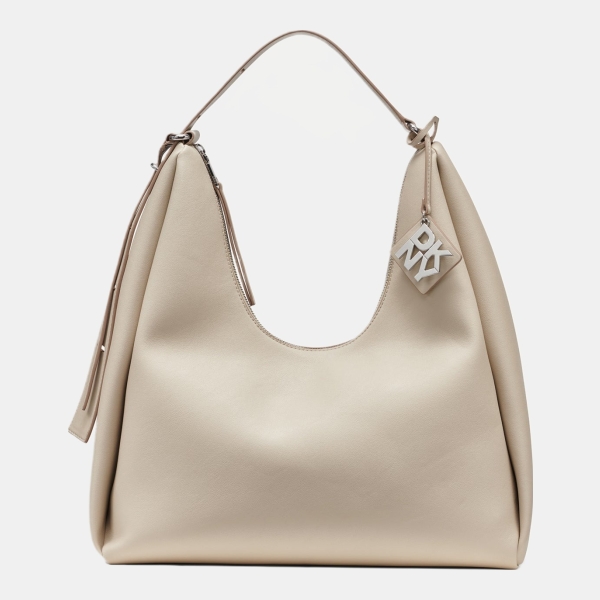 DKNY ELICIA LARGE HOBO BAG - Light Taupe