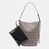 DKNY AVRIL LOGO BUCKET BAG - BLACK/SADDLE