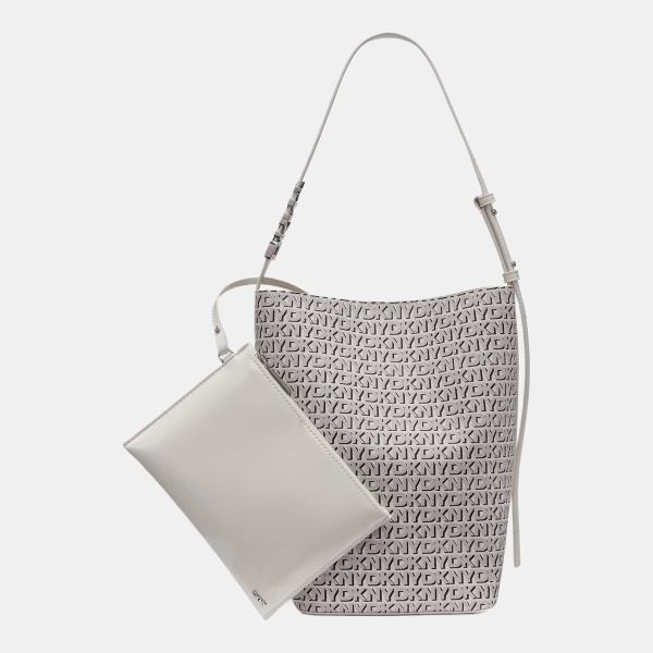 DKNY AVRIL LOGO BUCKET BAG - White