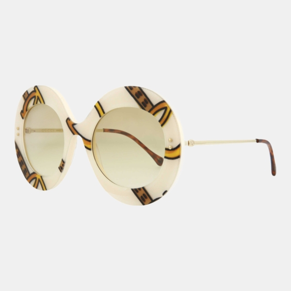 Gucci Women's White Round Sunglasses - Ivory