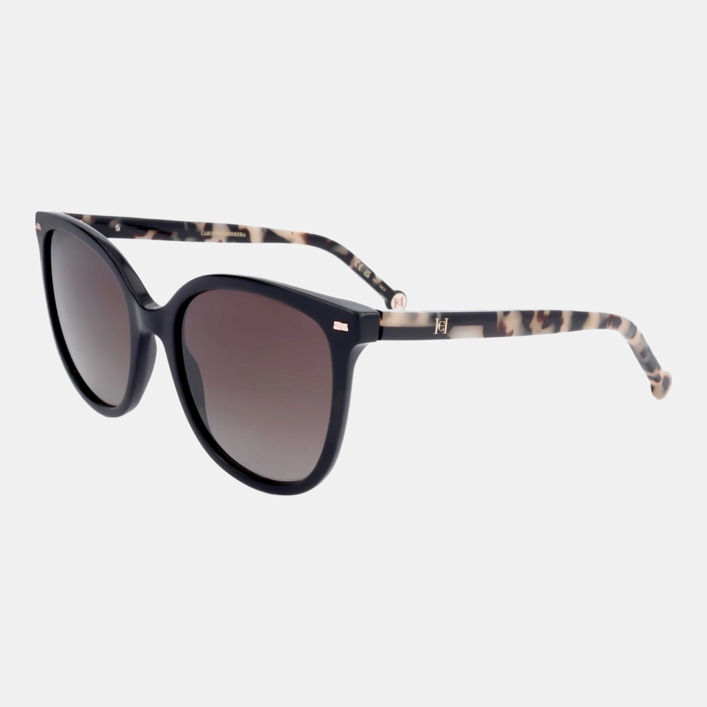 Carolina Herrera Women's Black Round Sunglasses - Black Havana