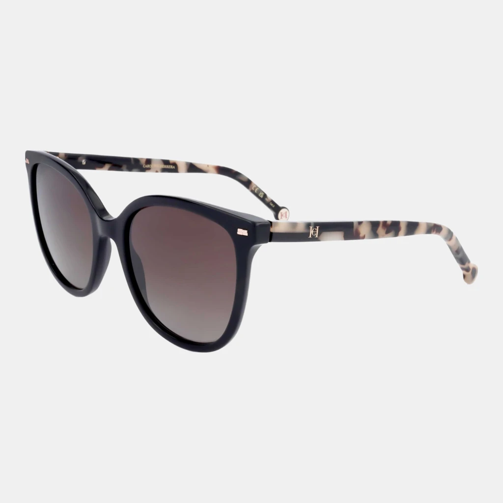 Carolina Herrera Women's Black Round Sunglasses - Black Havana