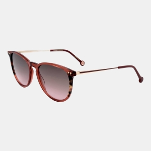 Carolina Herrera Women's Red Round Sunglasses - Burgundy Havana