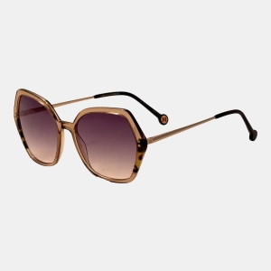 Carolina Herrera Women's Beige Geometric Sunglasses - Peach Havana