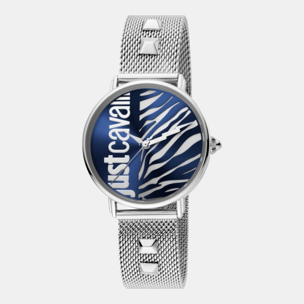 Just Cavalli Animal Quartz Blue Dial Women's Watch - Silver