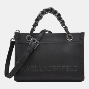 KARL LAGERFELD PARIS SAVOIE SMALL LEATHER CROSSBODY - Black