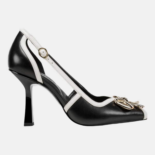 KARL LAGERFELD PARIS LACEY BOW DETAIL HEEL - Blk/Cream