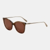 Longchamp Women's Brown Round Sunglasses - Striped Brown