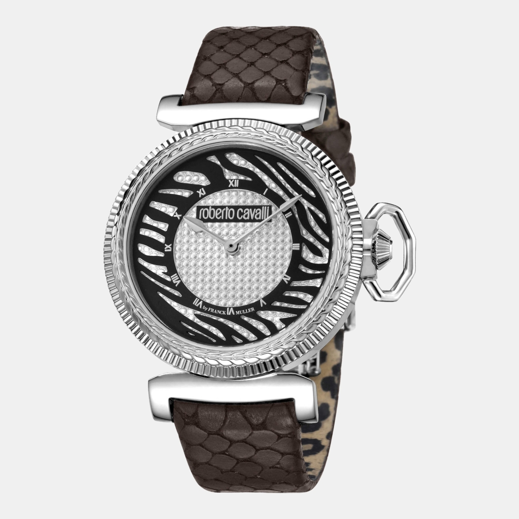Roberto Cavalli Classic Quartz Silver Dial Women's Watch - Brown