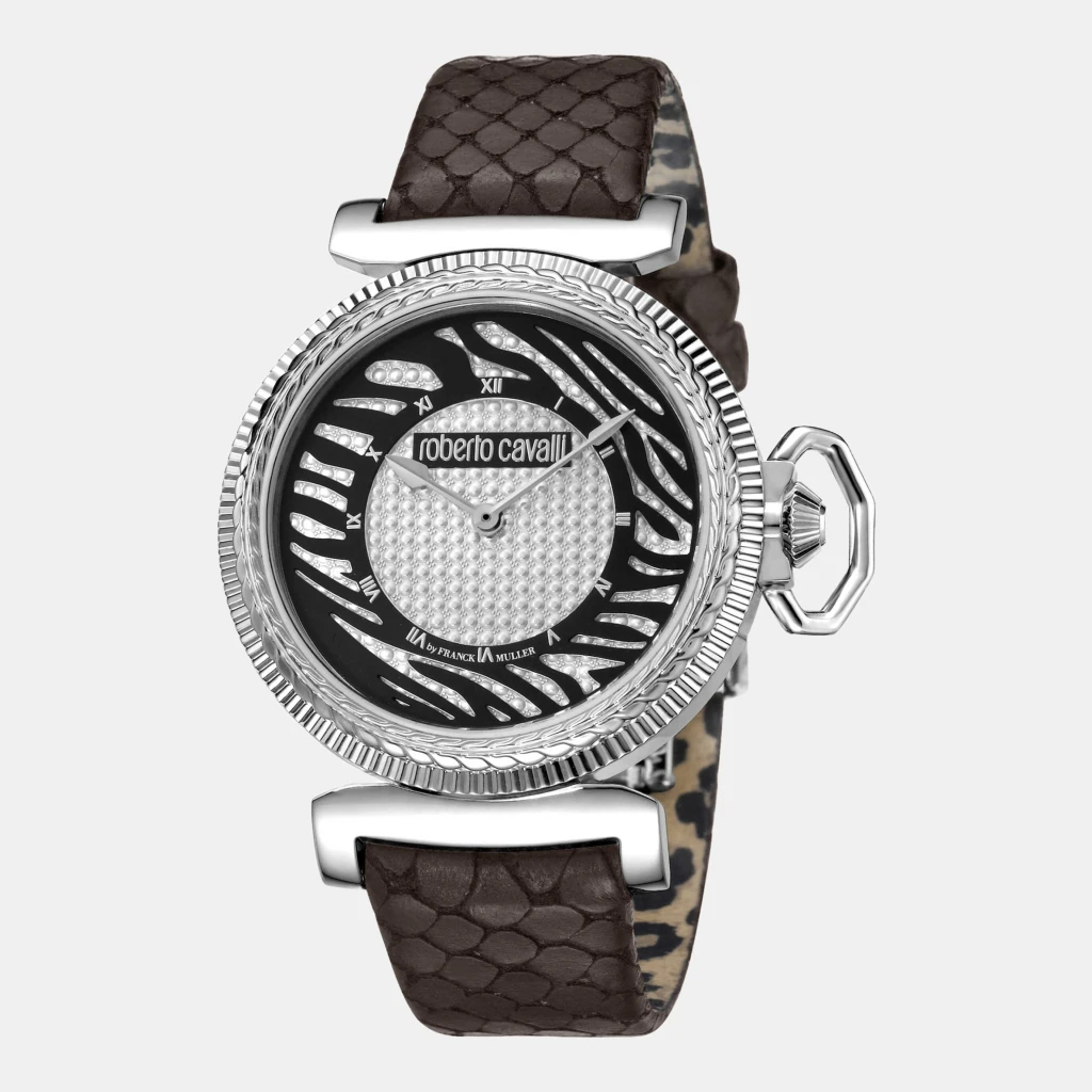 Roberto Cavalli Classic Quartz Silver Dial Women's Watch - Brown