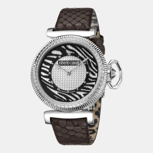 Roberto Cavalli Classic Quartz Silver Dial Women's Watch - Brown