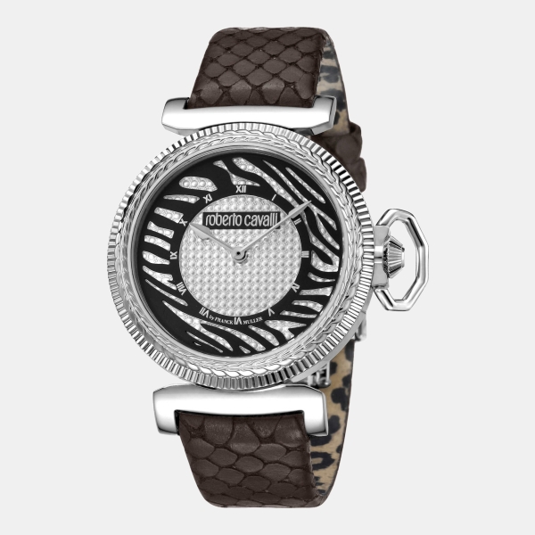 Roberto Cavalli Classic Quartz Silver Dial Women's Watch - Brown