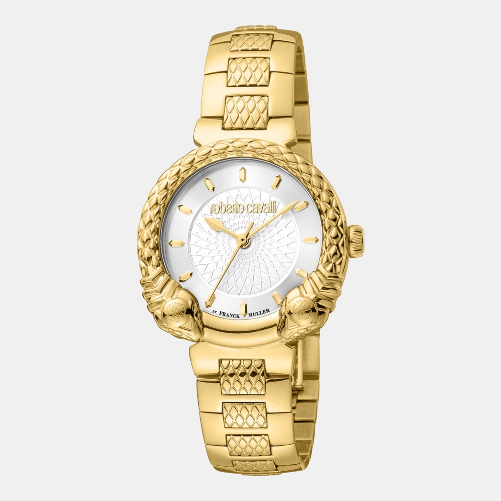 Roberto Cavalli by Franck Muller Quartz Silver Dial Women's Watch - Gold
