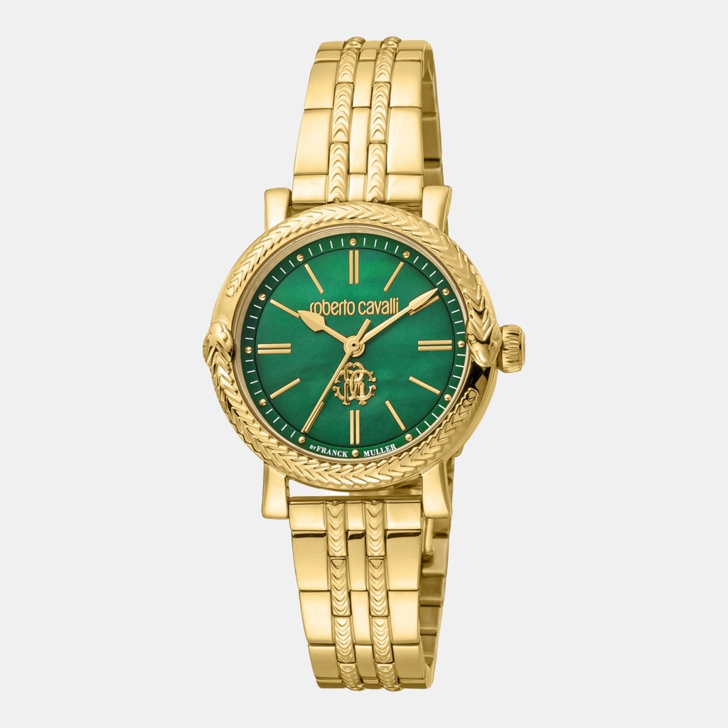 Roberto Cavalli by Franck Muller Quartz Green Dial Women's Watch - Gold