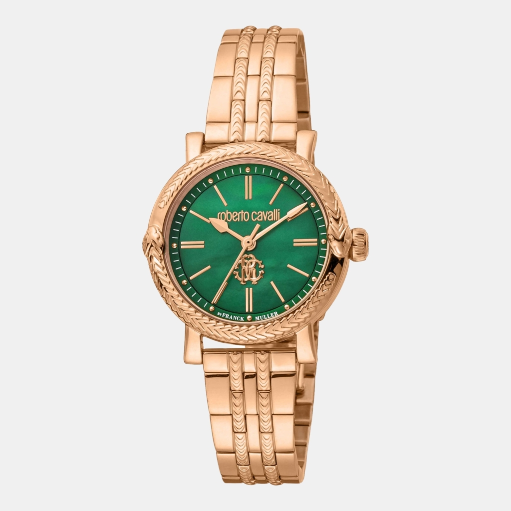 Roberto Cavalli by Franck Muller Quartz Green Dial Women's Watch - Rose Gold