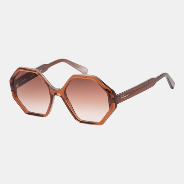 Ferragamo Fashion Women's Brown Geometric Sunglasses - Crystal Brown