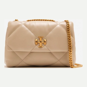 Tory Burch Quilted Shoulder Bag with Chain Strap - Beige