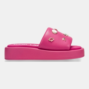 KARL LAGERFELD PARIS OPAL MACARON PLATFORM SLIDE - Hot Pink