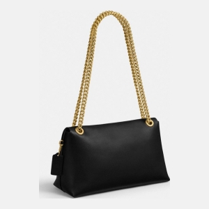 Coach Chelsea Shoulder Bag 30 With Chain - Brass/Black - Image 3