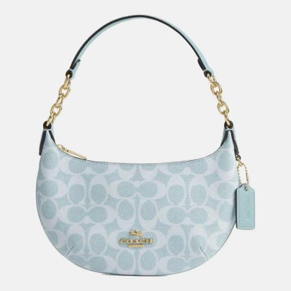 Coach Mini Payton Bag In Signature Canvas - Gold/Light Blue