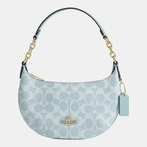 Coach Mini Payton Bag In Signature Canvas - Gold/Light Blue