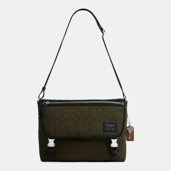 Coach Lane Messenger In Signature Nylon - Dark Moss