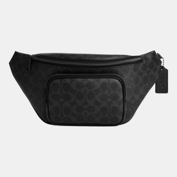 Coach Travis Belt Bag 35 In Signature Canvas - Matte Black/Black Signature