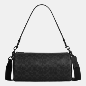 Coach Andre Barrel Bag 30 In Signature Canvas - Matte Black/Black Signature