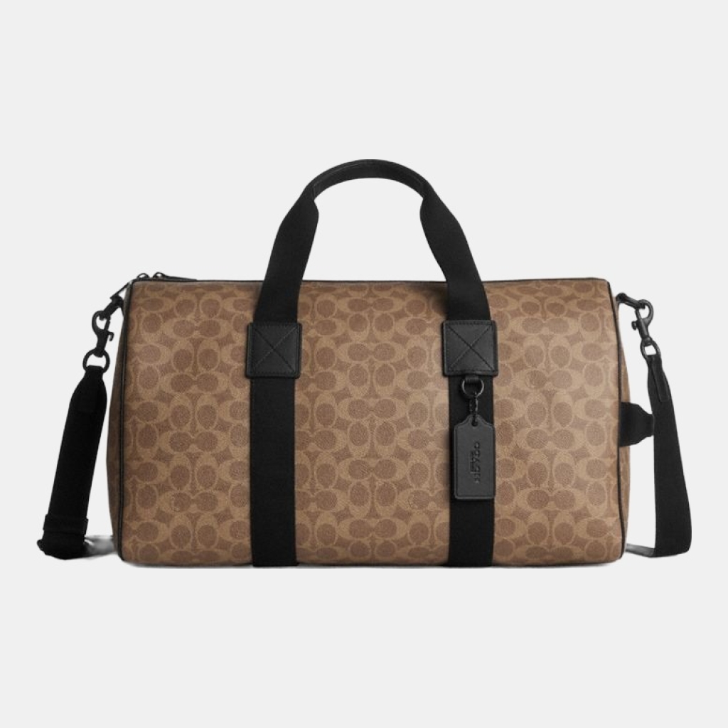 Coach Explorer Duffle Bag 45 In Signature Canvas - Matte Black/Tan Black