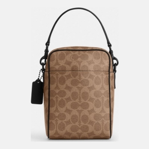 Coach Tristan Crossbody Bag 14 In Signature Canvas - Matte Black/Tan Black - Image 4