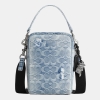Coach Tristan Crossbody Bag 14 In Loved Signature Denim With Charms - Silver/Light Indigo