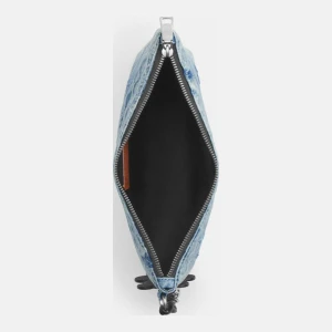 Coach Pouch In Loved Signature Denim With Charms - Silver/Light Indigo - Image 3
