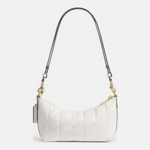 Coach Caitlin Shoulder Bag With Quilting And Charm - Gold/Chalk - Image 4