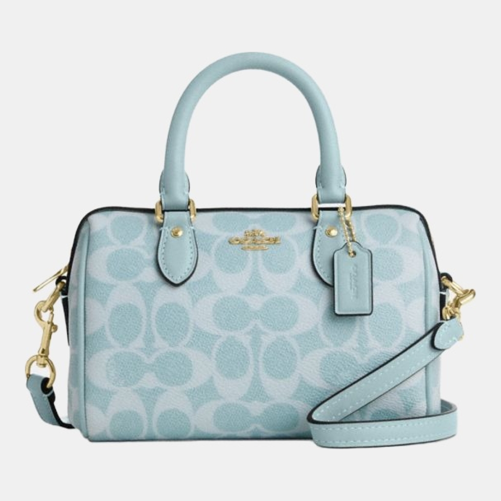 Coach Mini Rowan Crossbody Bag In Signature Canvas - Gold/Light Blue
