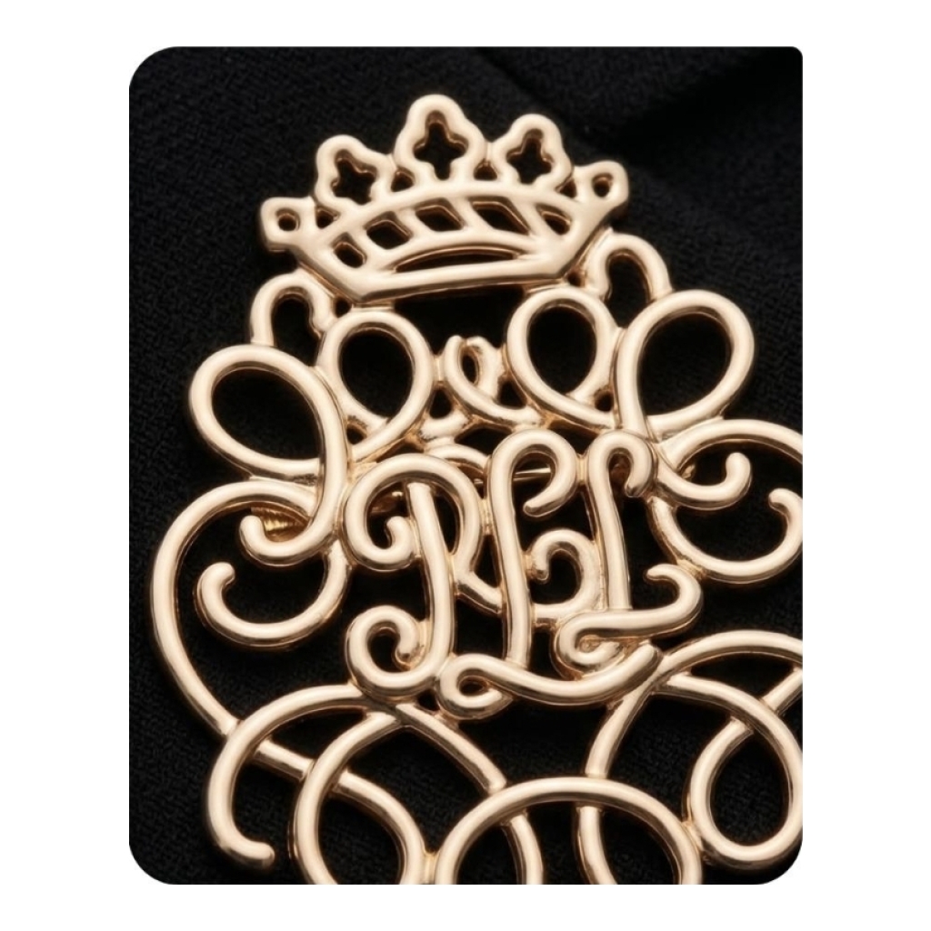 Ralph Lauren Crown Monogram Brooch - Gold