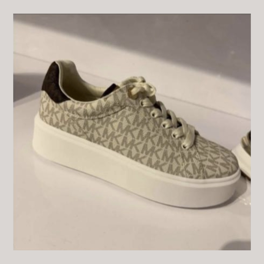 Michael Kors Monogram Platform Sneaker - Beige/Brown Monogram - Size 37.5