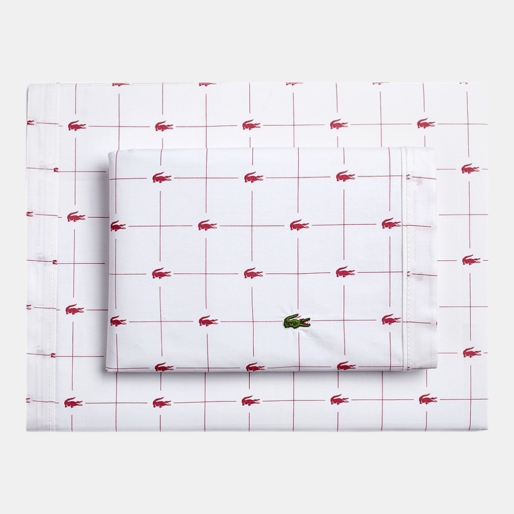 Lacoste Printed Cotton Percale 3-Pc. Sheet Set, Twin - Slice Baroque Rose