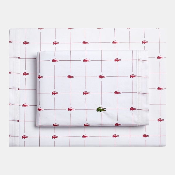Lacoste Printed Cotton Percale 3-Pc. Sheet Set, Twin - Slice Baroque Rose