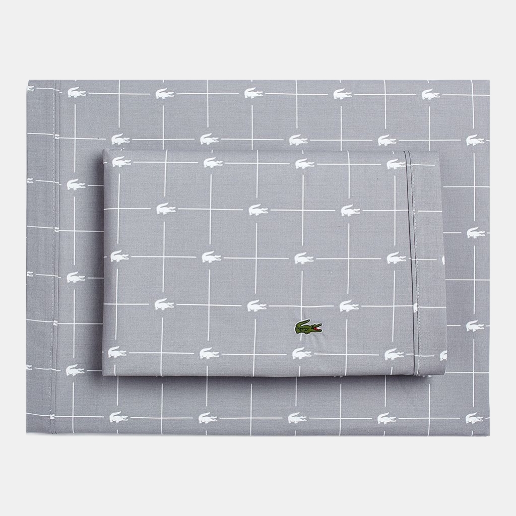 Lacoste Printed Cotton Percale 3-Pc. Sheet Set, Twin - Slice Sleet