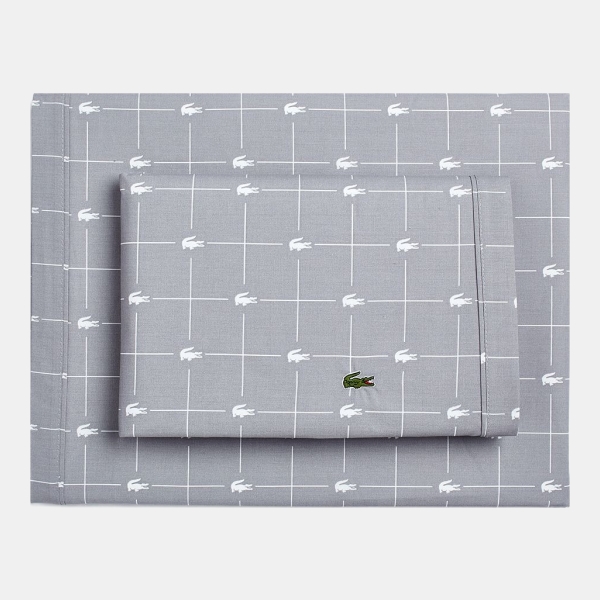 Lacoste Printed Cotton Percale 3-Pc. Sheet Set, Twin - Slice Sleet