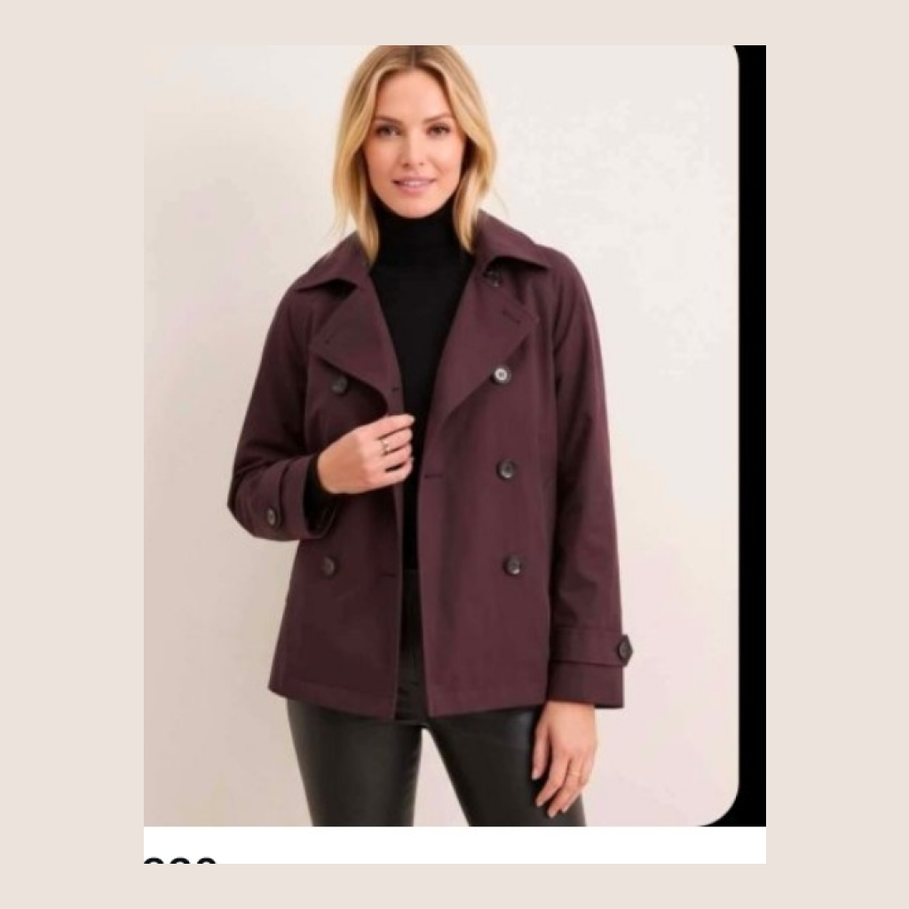 Michael Kors Women's Short Double-Breasted Trench Coat - Dark Plum - Size XL