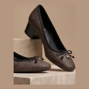 Michael Kors Monogram Block Heel Ballet Flats - Dark Brown