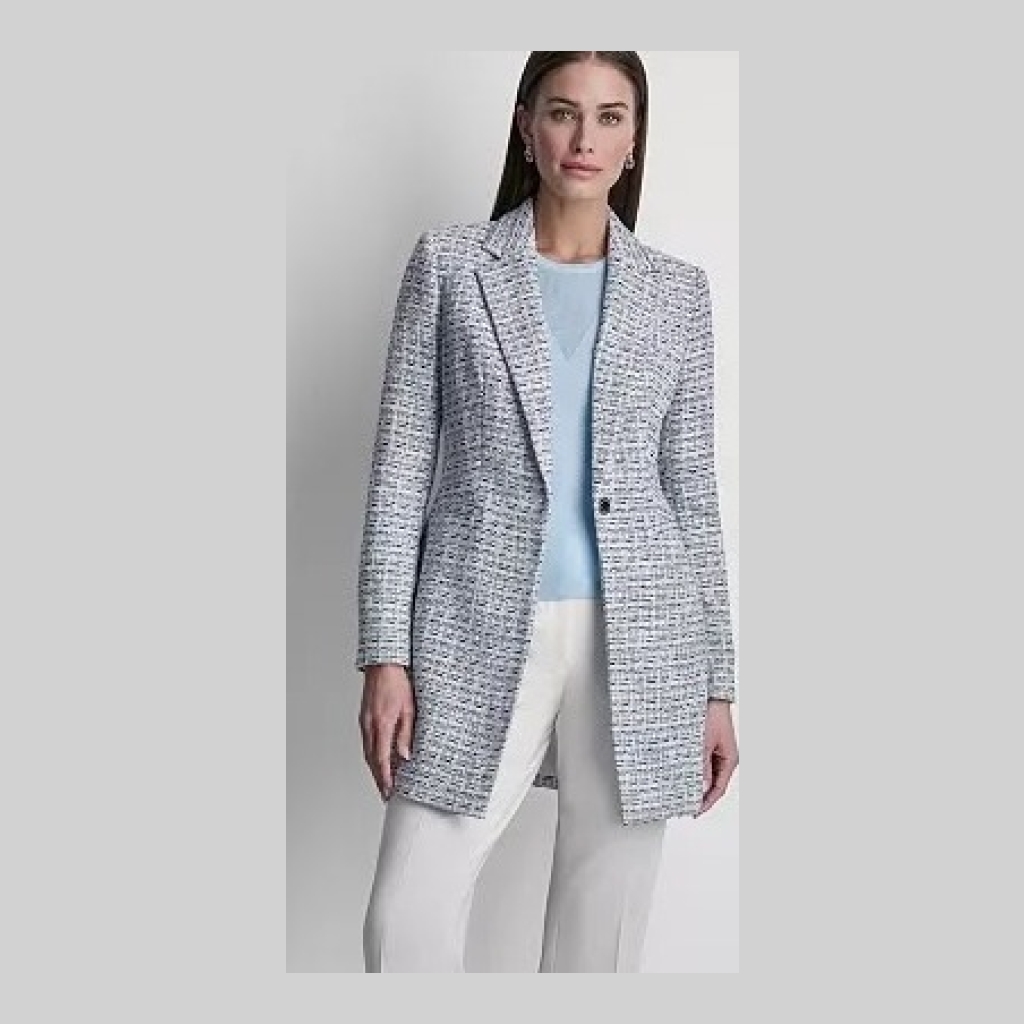 DKNY Tweed Blazer - Light Blue Tweed - Size 14
