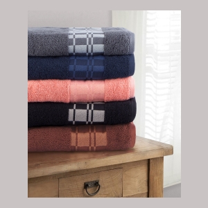 Larissa Geometric Embroidered Jacquard Border Cotton 4-Pc. Bath Towel Set - Navy Blue - Image 7